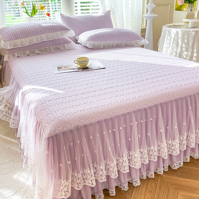 91家纺网 家纺一手货源 找家纺 后庭寝室 2026春夏新款乳胶凉席夏凉被空调被夏被四件套-爱意系列 爱意-浅紫