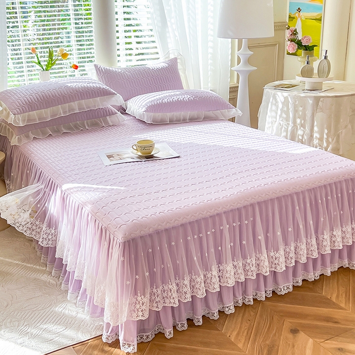 91家纺网 家纺一手货源 找家纺 后庭寝室 2026春夏新款乳胶凉席夏凉被空调被夏被四件套-爱意系列 爱意-浅紫