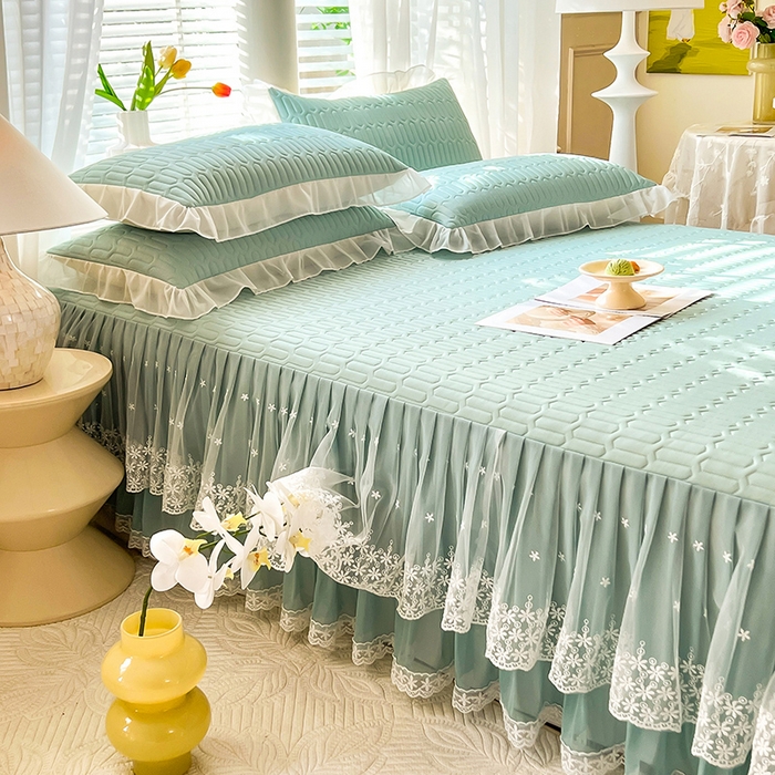 91家纺网 家纺一手货源 找家纺 后庭寝室 2026春夏新款乳胶凉席夏凉被空调被夏被四件套-爱意系列 爱意-浅蓝