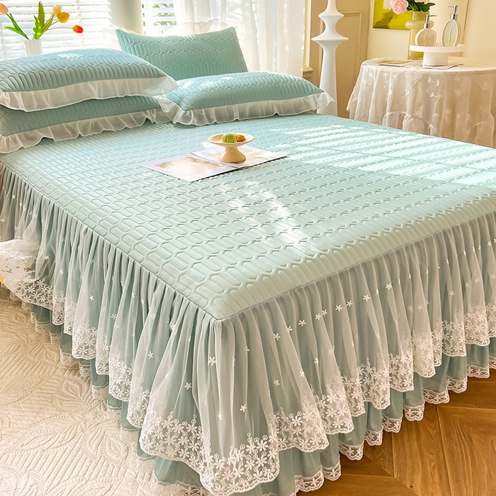 91家纺网 家纺一手货源 找家纺 后庭寝室 2026春夏新款乳胶凉席夏凉被空调被夏被四件套-爱意系列 爱意-浅蓝