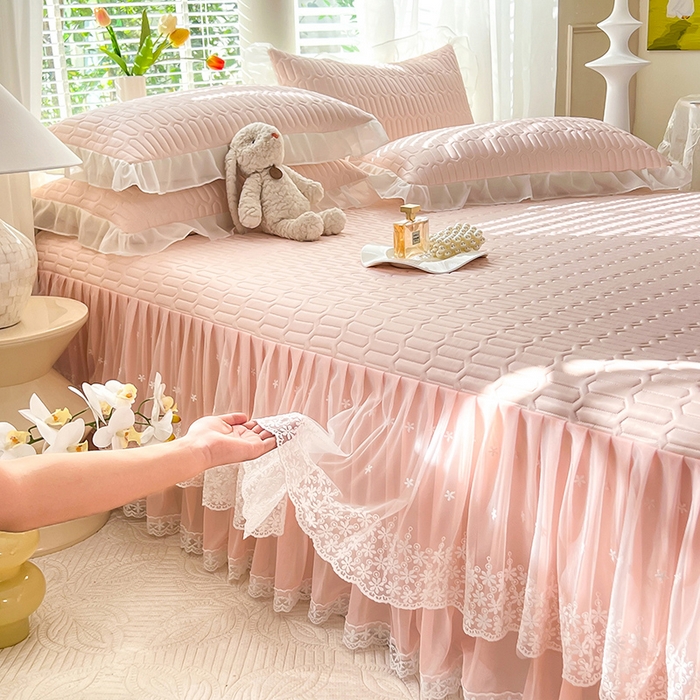 91家纺网 家纺一手货源 找家纺 后庭寝室 2026春夏新款乳胶凉席夏凉被空调被夏被四件套-爱意系列 爱意-嫩玉