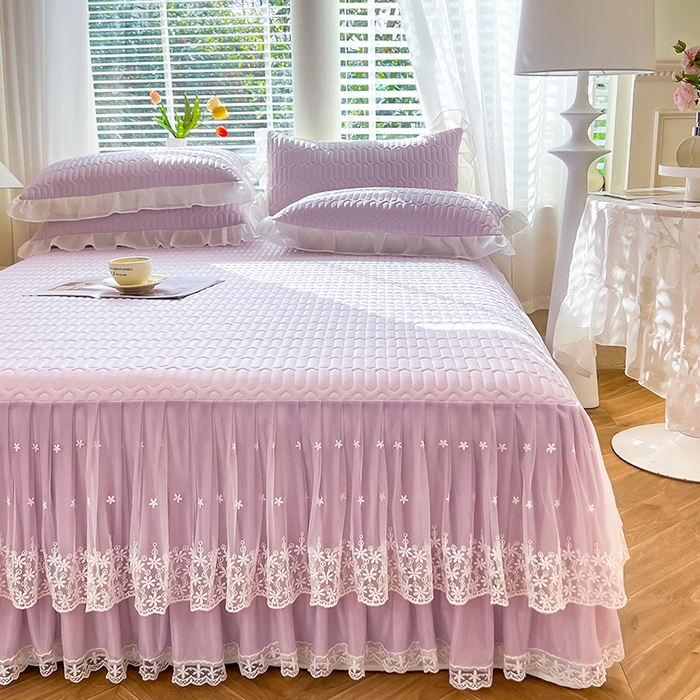 91家纺网 家纺一手货源 找家纺 后庭寝室 2026春夏新款乳胶凉席夏凉被空调被夏被四件套-爱意系列 爱意-浅紫