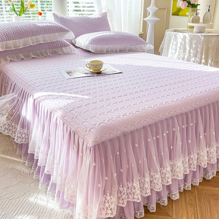 91家纺网 家纺一手货源 找家纺 后庭寝室 2026春夏新款乳胶凉席夏凉被空调被夏被四件套-爱意系列 爱意-浅紫