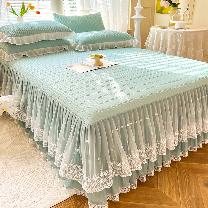 91家纺网 家纺一手货源 找家纺 后庭寝室 2026春夏新款乳胶凉席夏凉被空调被夏被四件套-爱意系列 爱意-浅蓝