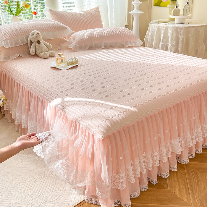 91家纺网 家纺一手货源 找家纺 后庭寝室 2026春夏新款乳胶凉席夏凉被空调被夏被四件套-爱意系列 爱意-嫩玉