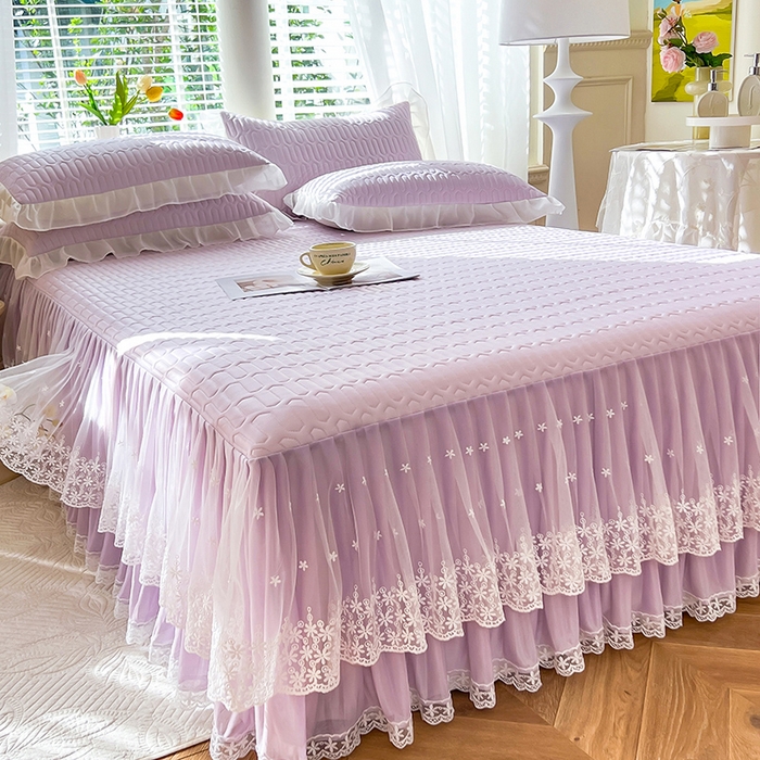 91家纺网 家纺一手货源 找家纺 后庭寝室 2026春夏新款乳胶凉席夏凉被空调被夏被四件套-爱意系列 爱意-浅紫