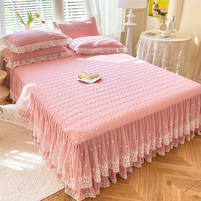 91家纺网 家纺一手货源 找家纺 后庭寝室 2026春夏新款乳胶凉席夏凉被空调被夏被四件套-爱意系列 爱意-粉色