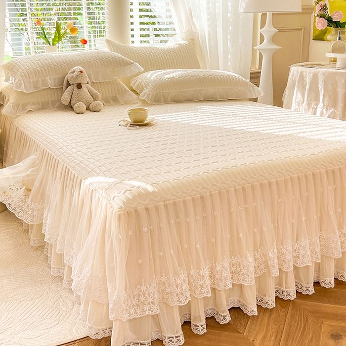 91家纺网 家纺一手货源 找家纺 后庭寝室 2026春夏新款乳胶凉席夏凉被空调被夏被四件套-爱意系列 爱意-米色