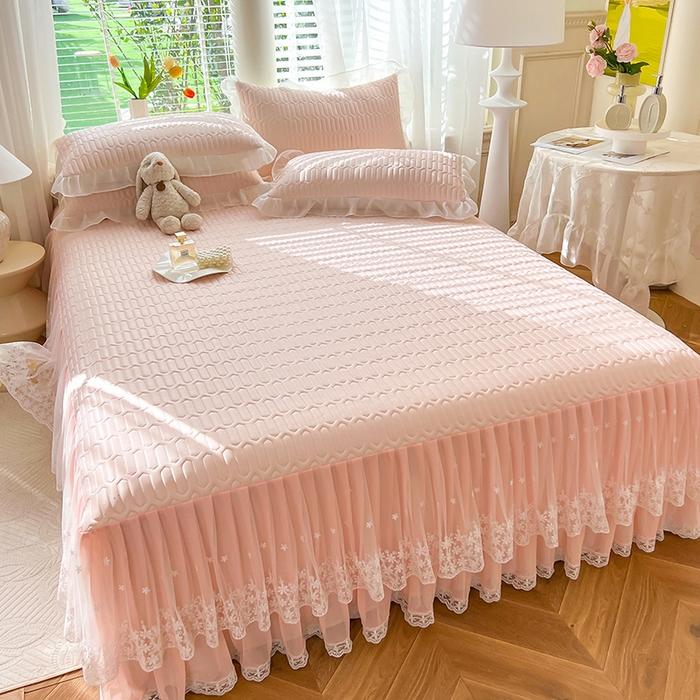 91家纺网 家纺一手货源 找家纺 后庭寝室 2026春夏新款乳胶凉席夏凉被空调被夏被四件套-爱意系列 爱意-嫩玉