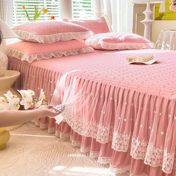 91家纺网 家纺一手货源 找家纺 后庭寝室 2026春夏新款乳胶凉席夏凉被空调被夏被四件套-爱意系列 爱意-粉色