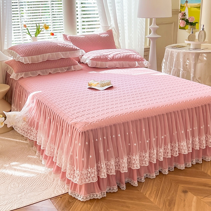 91家纺网 家纺一手货源 找家纺 后庭寝室 2026春夏新款乳胶凉席夏凉被空调被夏被四件套-爱意系列 爱意-粉色