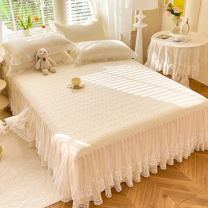 91家纺网 家纺一手货源 找家纺 后庭寝室 2026春夏新款乳胶凉席夏凉被空调被夏被四件套-爱意系列 爱意-米色