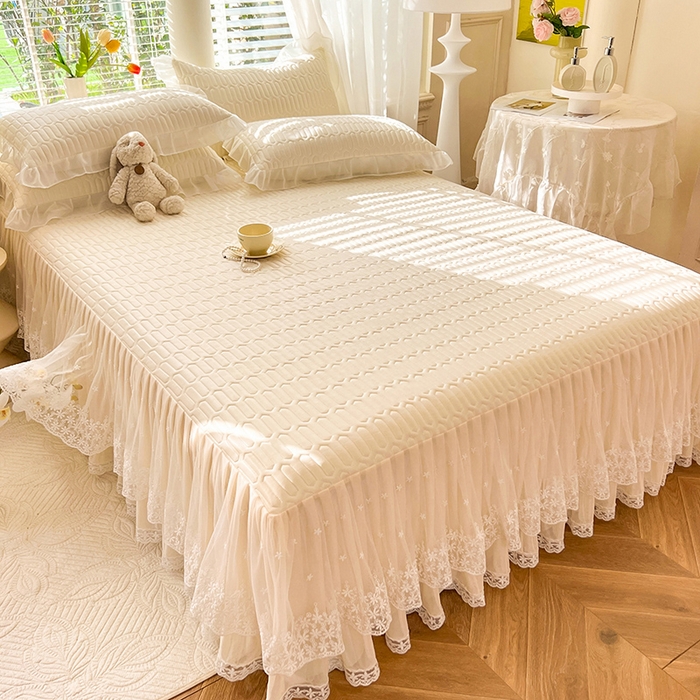 91家纺网 家纺一手货源 找家纺 后庭寝室 2026春夏新款乳胶凉席夏凉被空调被夏被四件套-爱意系列 爱意-米色