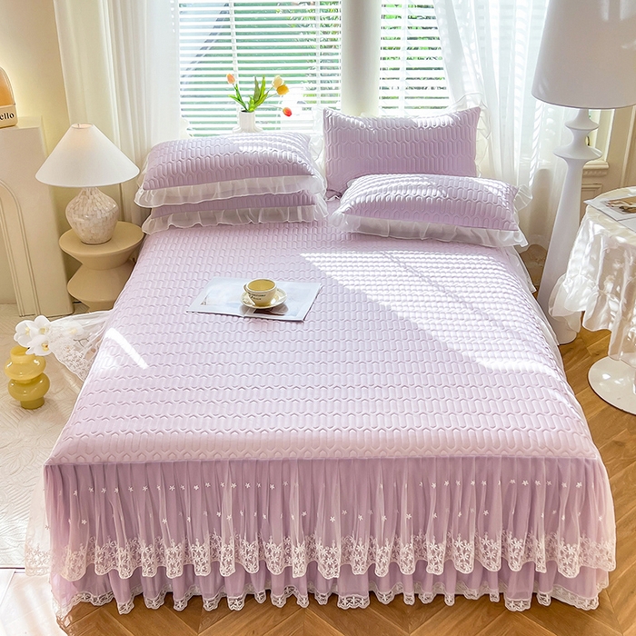 91家纺网 家纺一手货源 找家纺 后庭寝室 2026春夏新款乳胶凉席夏凉被空调被夏被四件套-爱意系列 爱意-浅紫