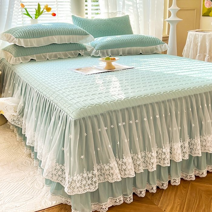 91家纺网 家纺一手货源 找家纺 后庭寝室 2026春夏新款乳胶凉席夏凉被空调被夏被四件套-爱意系列 爱意-浅蓝