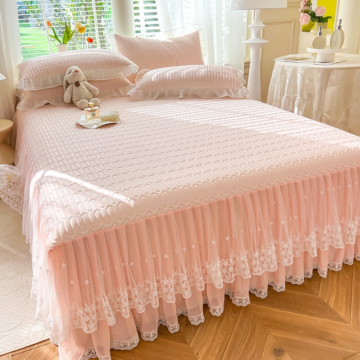 91家纺网 家纺一手货源 找家纺 后庭寝室 2026春夏新款乳胶凉席夏凉被空调被夏被四件套-爱意系列 爱意-嫩玉