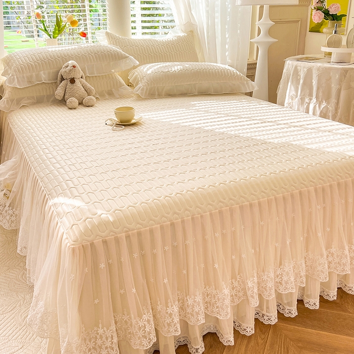 91家纺网 家纺一手货源 找家纺 后庭寝室 2026春夏新款乳胶凉席夏凉被空调被夏被四件套-爱意系列 爱意-米色