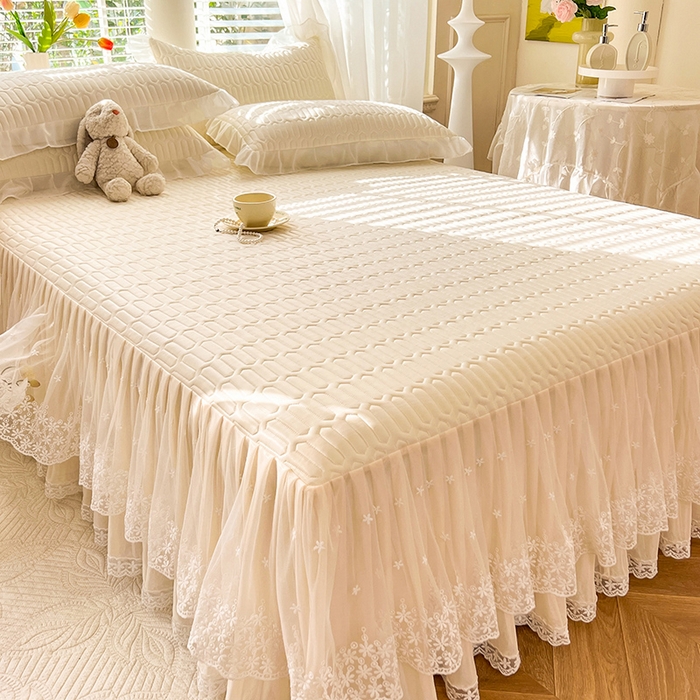 91家纺网 家纺一手货源 找家纺 后庭寝室 2026春夏新款乳胶凉席夏凉被空调被夏被四件套-爱意系列 爱意-米色