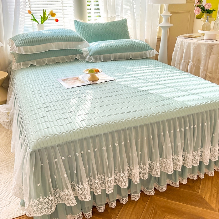 91家纺网 家纺一手货源 找家纺 后庭寝室 2026春夏新款乳胶凉席夏凉被空调被夏被四件套-爱意系列 爱意-浅蓝