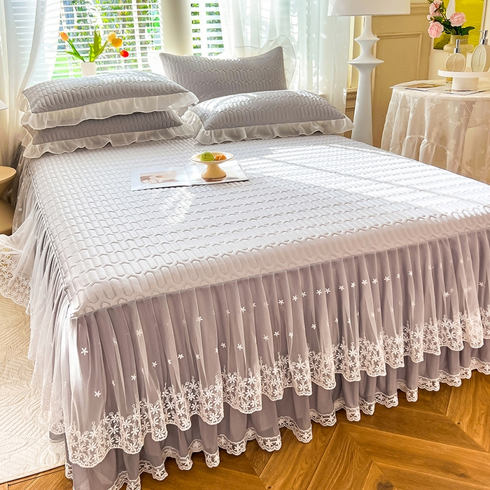 91家纺网 家纺一手货源 找家纺 后庭寝室 2026春夏新款乳胶凉席夏凉被空调被夏被四件套-爱意系列 爱意-浅灰