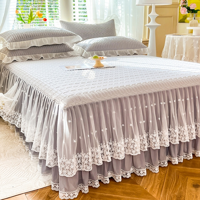 91家纺网 家纺一手货源 找家纺 后庭寝室 2026春夏新款乳胶凉席夏凉被空调被夏被四件套-爱意系列 爱意-浅灰