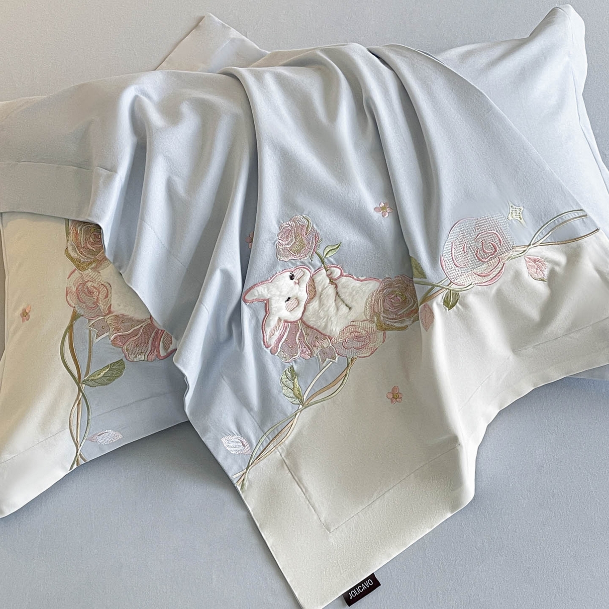 91家纺网 家纺一手货源 找家纺 （总）爱妮菲家纺 2026爆款新品少女心A类100支长绒棉纯棉四件套全棉刺绣兔子被套床单床笠公主风