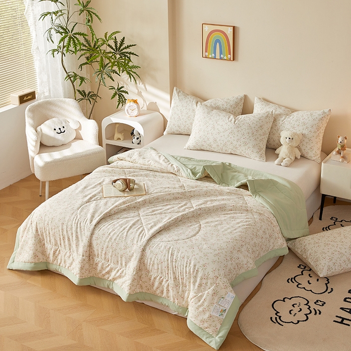 91家纺网 家纺一手货源 找家纺 （总）海洋家纺 2026新款100%新疆棉花印花夏被亲肤仿棉夏凉被纯手包边空调被薄被子