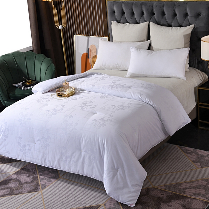 91家纺网 家纺一手货源 找家纺 禹祥家纺 2026新款60s全棉提花蚕丝被被子被芯-芳菲影致系列 芳菲影致-白色