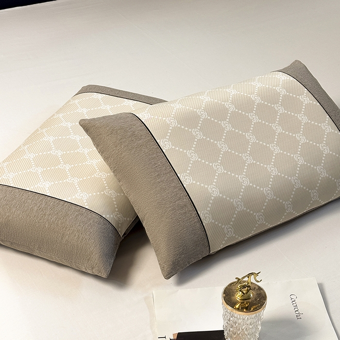 91家纺网 家纺一手货源 找家纺 小牛席业 2026春夏新款小玫瑰夏凉枕系列枕头枕芯（枕套+枕芯） 小玫瑰夏凉枕-香槟