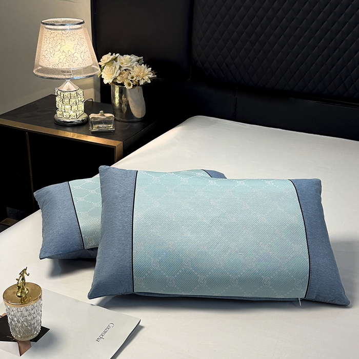 91家纺网 家纺一手货源 找家纺 小牛席业 2026春夏新款小玫瑰夏凉枕系列枕头枕芯（枕套+枕芯） 小玫瑰夏凉枕-湖蓝