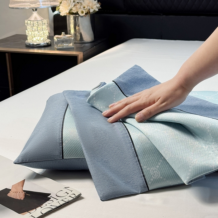 91家纺网 家纺一手货源 找家纺 小牛席业 2026春夏新款小玫瑰夏凉枕系列枕头枕芯（枕套+枕芯） 小玫瑰夏凉枕-湖蓝