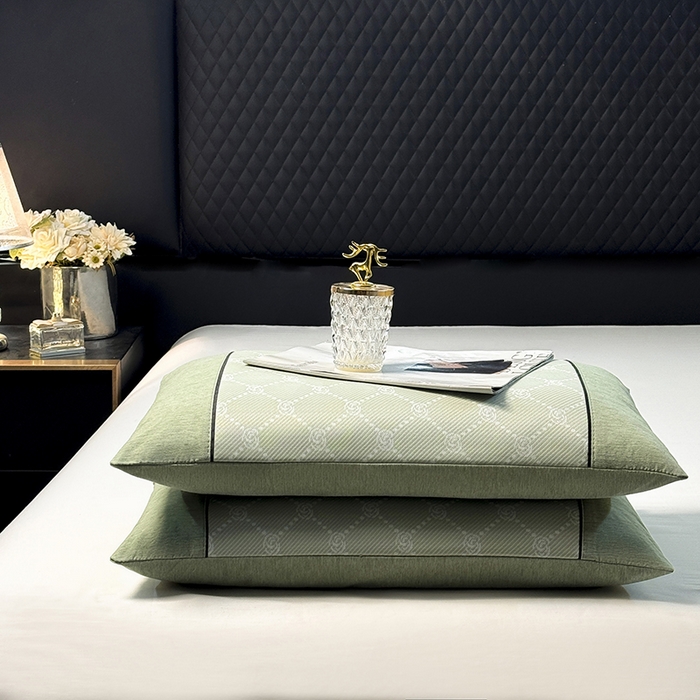 91家纺网 家纺一手货源 找家纺 小牛席业 2026春夏新款小玫瑰夏凉枕系列枕头枕芯（枕套+枕芯） 小玫瑰夏凉枕-绿色