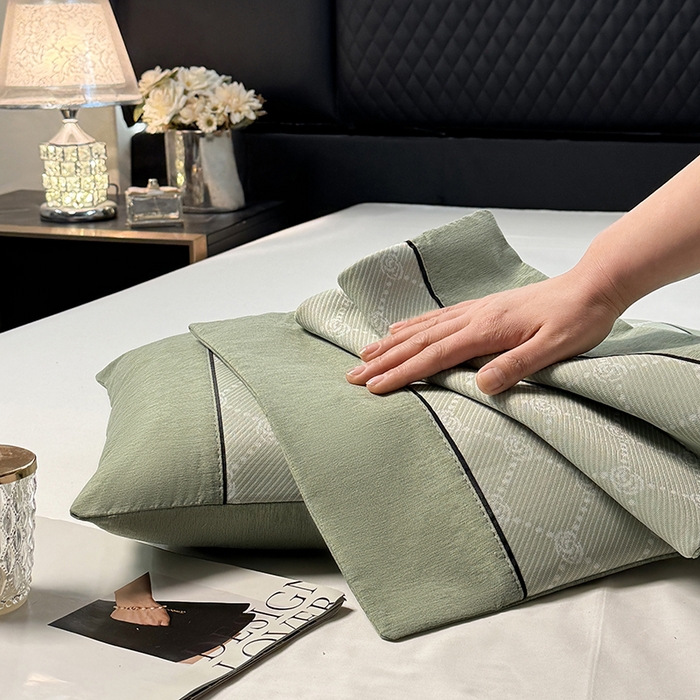 91家纺网 家纺一手货源 找家纺 小牛席业 2026春夏新款小玫瑰夏凉枕系列枕头枕芯（枕套+枕芯） 小玫瑰夏凉枕-绿色