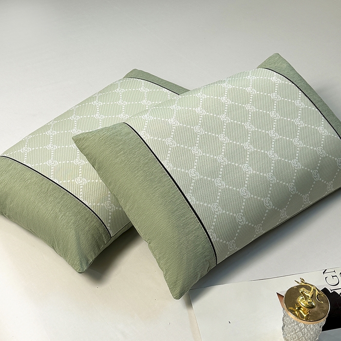 91家纺网 家纺一手货源 找家纺 小牛席业 2026春夏新款小玫瑰夏凉枕系列枕头枕芯（枕套+枕芯） 小玫瑰夏凉枕-绿色