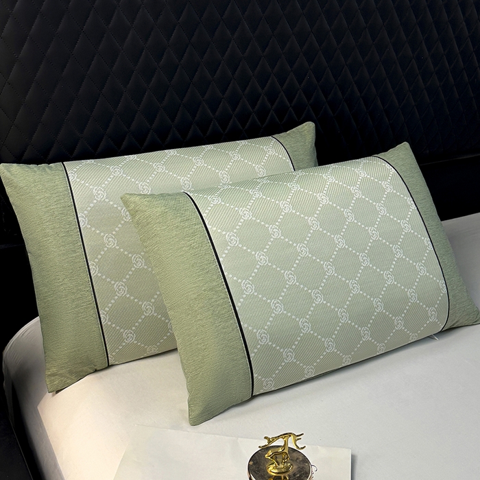 91家纺网 家纺一手货源 找家纺 小牛席业 2026春夏新款小玫瑰夏凉枕系列枕头枕芯（枕套+枕芯） 小玫瑰夏凉枕-绿色