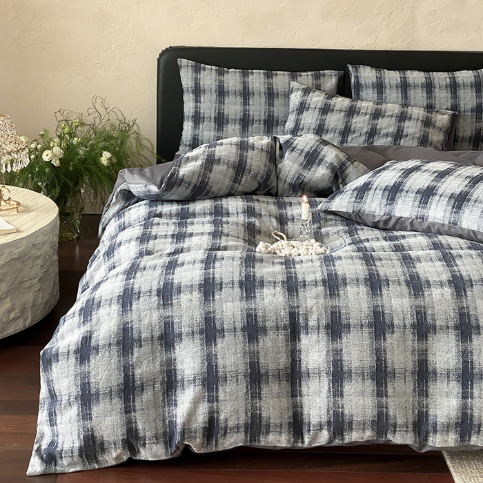 91家纺网 家纺一手货源 找家纺 宜代光年 2026新款全棉厚织色织大提花四件套系列 格格