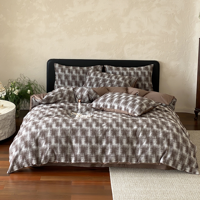 91家纺网 家纺一手货源 找家纺 宜代光年 2026新款全棉厚织色织大提花四件套系列 槿禾