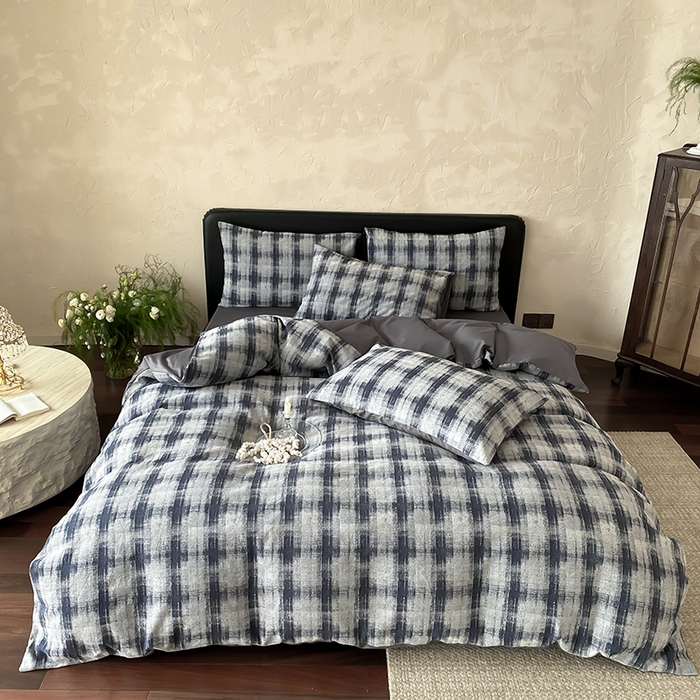 91家纺网 家纺一手货源 找家纺 宜代光年 2026新款全棉厚织色织大提花四件套系列 格格