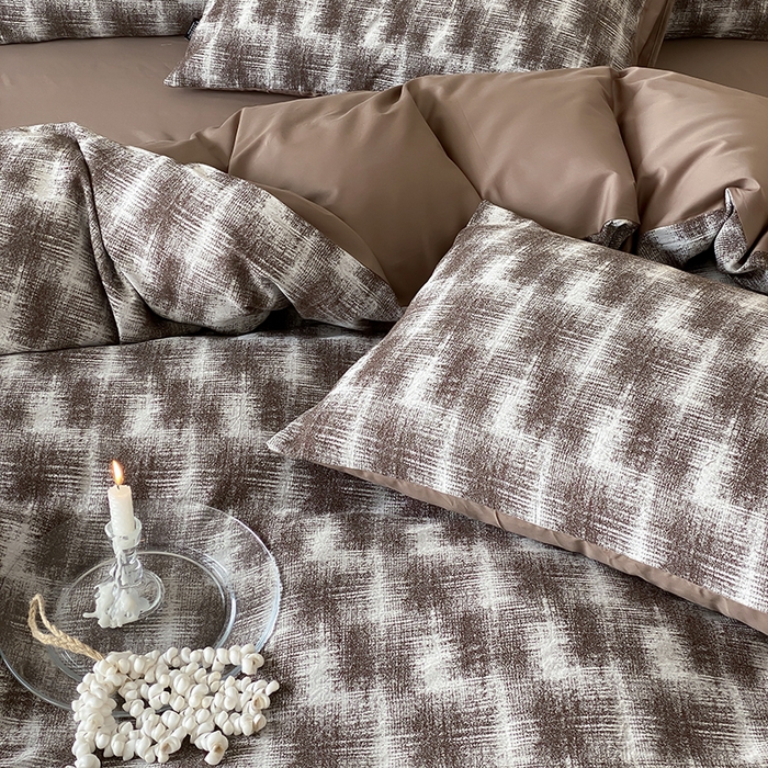 91家纺网 家纺一手货源 找家纺 宜代光年 2026新款全棉厚织色织大提花四件套系列 槿禾