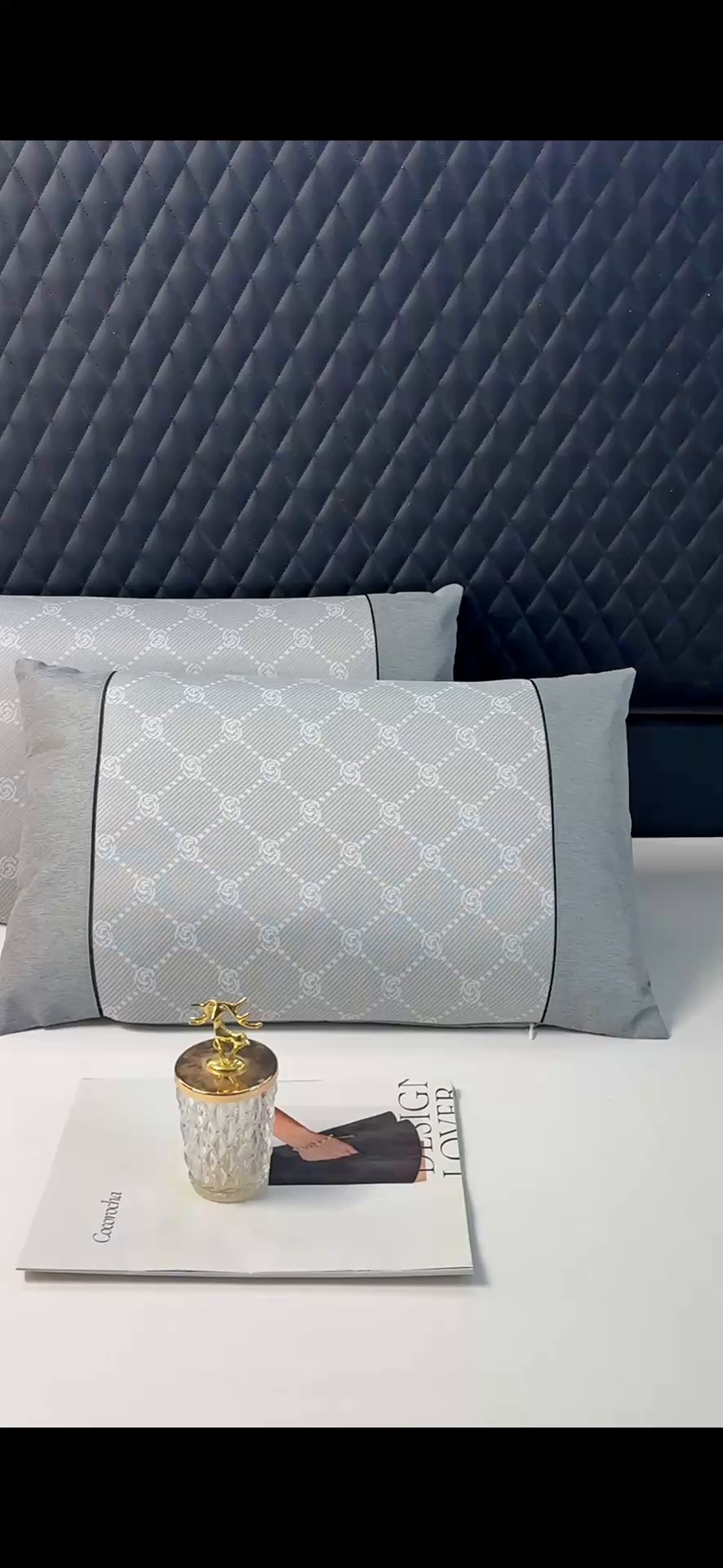 91家纺网 家纺一手货源 找家纺 小牛席业 2026春夏新款小玫瑰夏凉枕系列枕头枕芯（枕套+枕芯） 小玫瑰夏凉枕-灰色