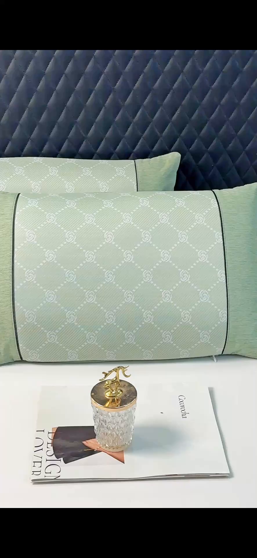 91家纺网 家纺一手货源 找家纺 小牛席业 2026春夏新款小玫瑰夏凉枕系列枕头枕芯（枕套+枕芯） 小玫瑰夏凉枕-绿色