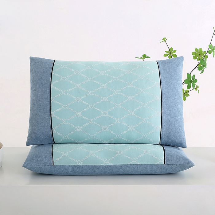 小牛席业 2026春夏新款月亮爱心-凉感冰丝夏凉枕系列枕头枕芯 月亮爱心夏凉枕-湖蓝