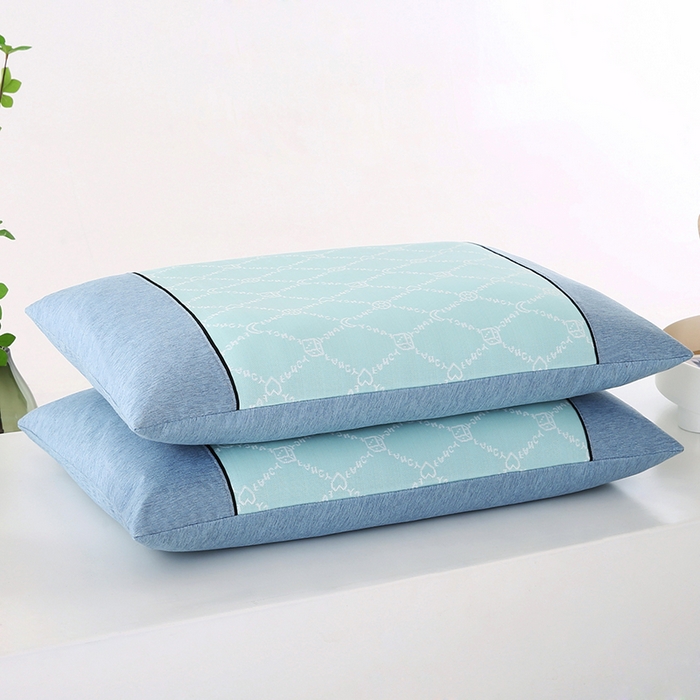 91家纺网 家纺一手货源 找家纺 小牛席业 2026春夏新款月亮爱心-凉感冰丝夏凉枕系列枕头枕芯 月亮爱心夏凉枕-湖蓝