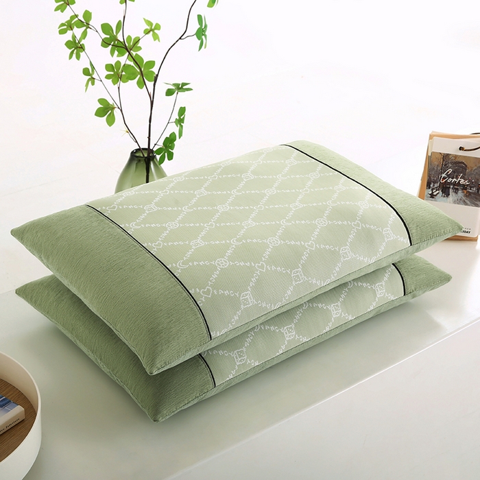 91家纺网 家纺一手货源 找家纺 小牛席业 2026春夏新款月亮爱心-凉感冰丝夏凉枕系列枕头枕芯 月亮爱心夏凉枕-绿色