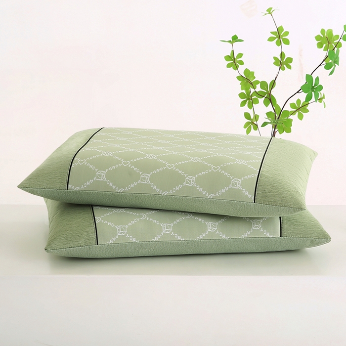 91家纺网 家纺一手货源 找家纺 小牛席业 2026春夏新款月亮爱心-凉感冰丝夏凉枕系列枕头枕芯 月亮爱心夏凉枕-绿色