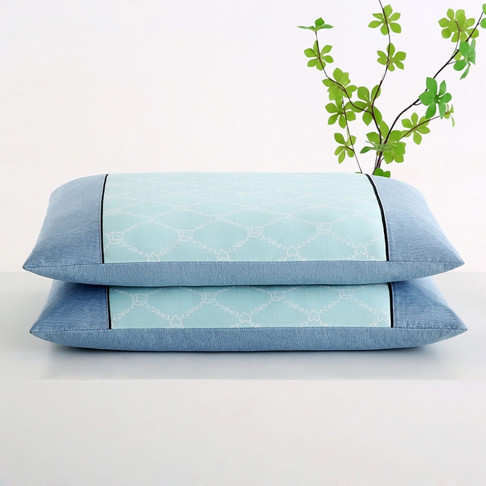 91家纺网 家纺一手货源 找家纺 小牛席业 2026春夏新款月亮爱心-凉感冰丝夏凉枕系列枕头枕芯 月亮爱心夏凉枕-湖蓝