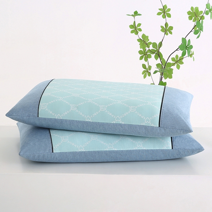 91家纺网 家纺一手货源 找家纺 小牛席业 2026春夏新款月亮爱心-凉感冰丝夏凉枕系列枕头枕芯 月亮爱心夏凉枕-湖蓝