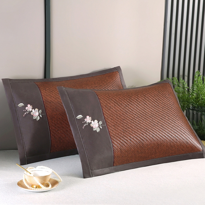 91家纺网 家纺一手货源 找家纺 （总）小牛席业 2026春夏新款霸王藤夏凉枕枕头枕芯（枕套+枕芯）-清雅花语夏天枕套藤枕头冰藤枕套冰丝枕套