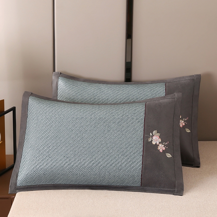 小牛席业 2026春夏新款霸王藤夏凉枕枕头枕芯（枕套+枕芯）-清雅花语 霸王藤夏凉枕-清雅花语（蓝色）