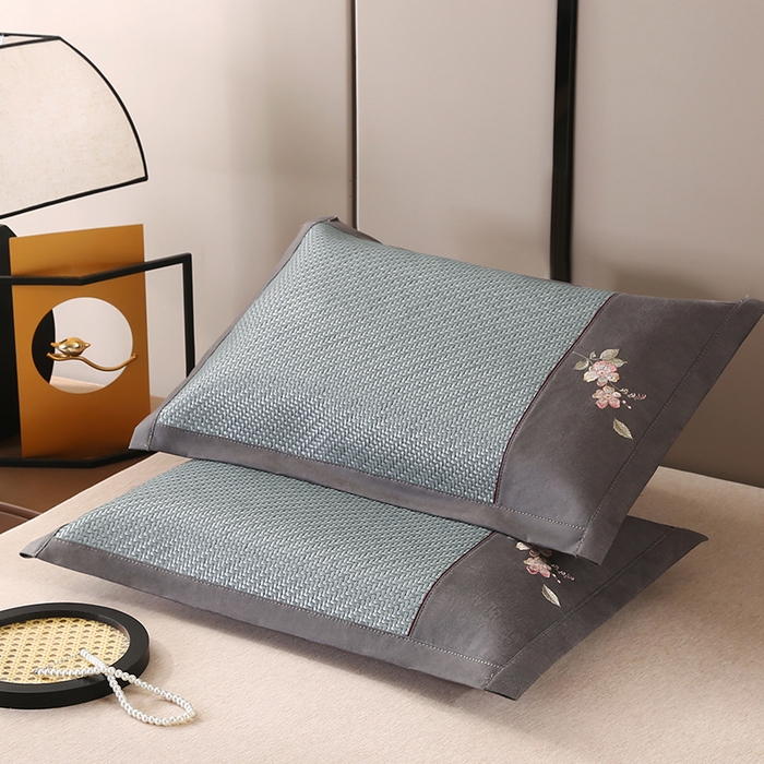 91家纺网 家纺一手货源 找家纺 小牛席业 2026春夏新款霸王藤夏凉枕枕头枕芯（枕套+枕芯）-清雅花语 霸王藤夏凉枕-清雅花语（蓝色）